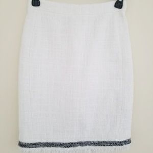 J. Crew White Tweed Fringe Skirt Size 0P